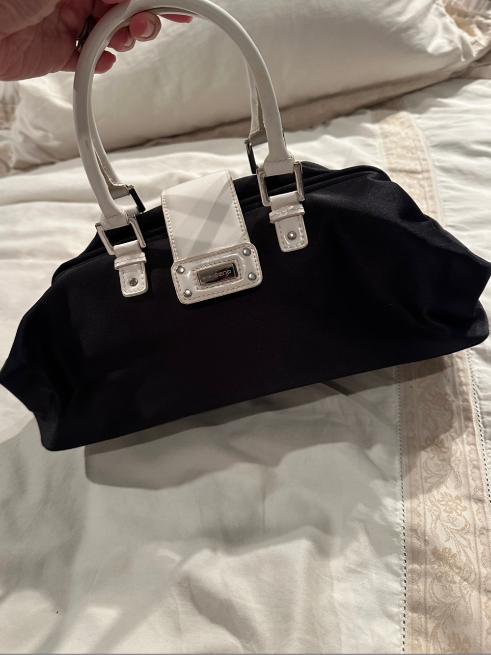BCBGirls Black Satchel with White Trim and Handles